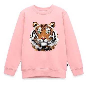 Tiger - Kinder Premium Organic Sweatshirt - Rosa - Vorne - AI Model Kid Female (0cm)
