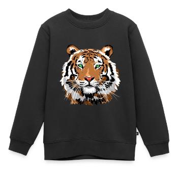 tigre - Sweat Premium enfant bio - noir - Devant - AI Model Kid Female (0cm)