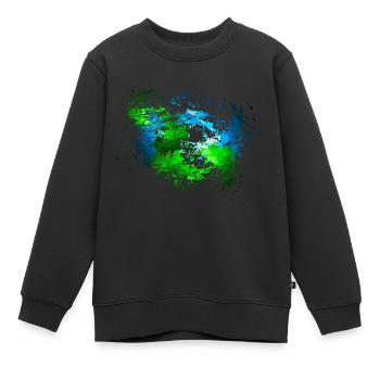 Décoration de tache de couleur bleu vert votre texte - Sweat Premium enfant bio - noir - Devant - AI Model Kid Female (0cm)