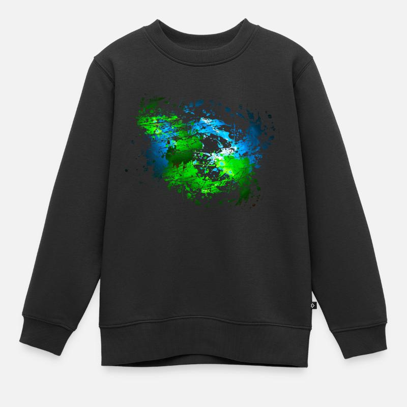 Grün Blauer Farbfleck Deko Dein Text - Kinder Premium Organic Sweatshirt - Schwarz
