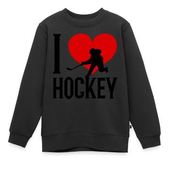 Hockeyteam Feldhockey i love Eishockey Ice Hockey - Kinder Premium Organic Sweatshirt - Schwarz - Vorne - AI Model Kid Female (0cm)