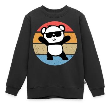 Panda Cool Sonnenbrille Retro Vintage Geschenk - Kinder Premium Organic Sweatshirt - Schwarz - Vorne - AI Model Kid Female (0cm)