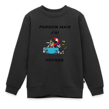 Pardon mais j'ai voyage - Sweat Premium enfant bio - noir - Devant - AI Model Kid Female (0cm)