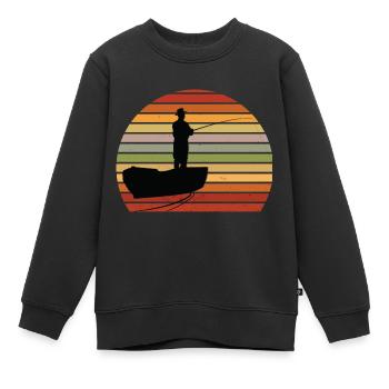 Angler vintage - Kinder Premium Organic Sweatshirt - Schwarz - Vorne - AI Model Kid Female (0cm)
