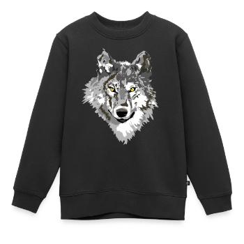 Wolf dark - Kinder Premium Organic Sweatshirt - Schwarz - Vorne - AI Model Kid Female (0cm)