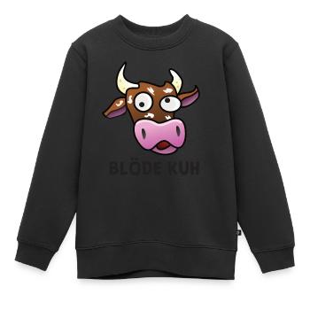Lustiges blöde Kuh, Spruch, Witze, Geschenk - Kinder Premium Organic Sweatshirt - Schwarz - Vorne - AI Model Kid Female (0cm)