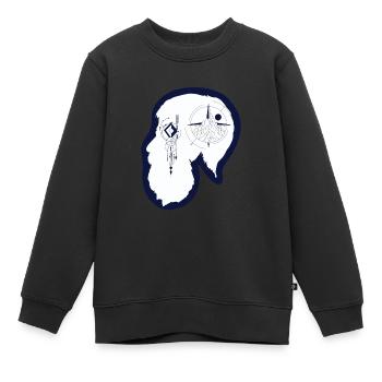 Hipster Beard Compass - Hipster with a compass - Kids Premium Organic Sweatshirt - black - Front - AI Model Kid Female (0cm)