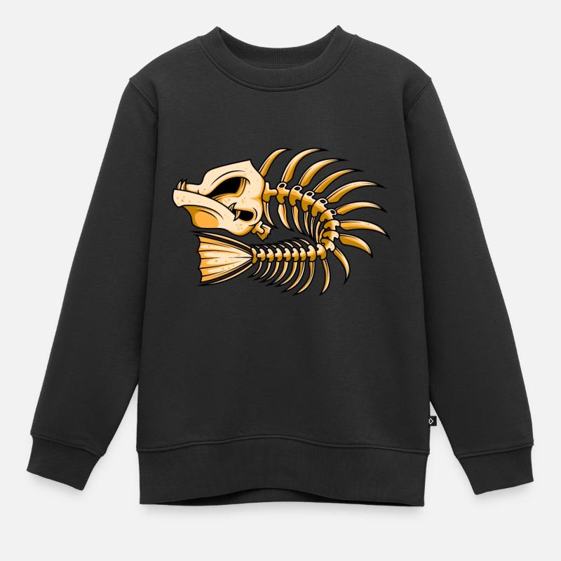 arêtes de poisson poisson squelette - Sweat Premium enfant bio - noir