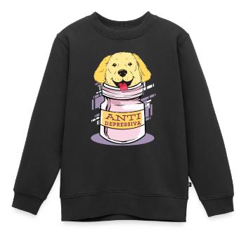 Golden Retriever Depression Pillen - Kinder Premium Organic Sweatshirt - Schwarz - Vorne - AI Model Kid Female (0cm)