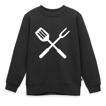 Grillzange Grillen Grill Grillbesteck Geschenk - Kinder Premium Organic Sweatshirt - Schwarz - Vorne - AI Model Kid Female (0cm)