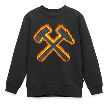 Mine de charbon à marteau et maillet Dortmund - Sweat Premium enfant bio - noir - Devant - AI Model Kid Female (0cm)