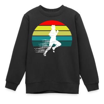 Laufender Sportlicher Mann Sunset - Kinder Premium Organic Sweatshirt - Schwarz - Vorne - AI Model Kid Female (0cm)