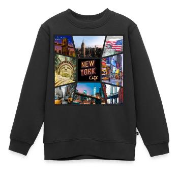 New York City USA Amerika Skyline Stadt Metropole - Kinder Premium Organic Sweatshirt - Schwarz - Vorne - AI Model Kid Female (0cm)