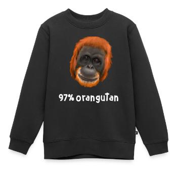 Monkey Ape Orangutan - 97 percent orangutan - Kids Premium Organic Sweatshirt - black - Front - AI Model Kid Female (0cm)