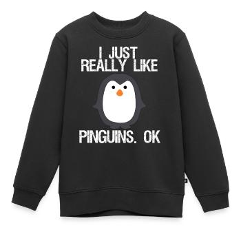 J'aime vraiment les pingouins. D'accord - Sweat Premium enfant bio - noir - Devant - AI Model Kid Female (0cm)