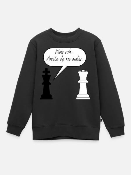 T-shirt échecs humour, idée cadeau joueur - Sweat Premium enfant bio - noir