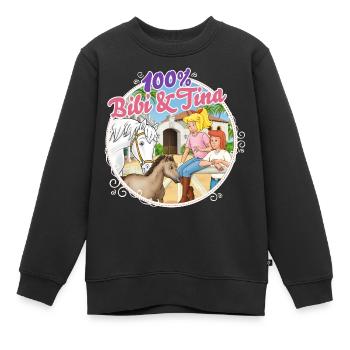 Bibi und Tina 100. Folge - Kinder Premium Organic Sweatshirt - Schwarz - Vorne - AI Model Kid Female (0cm)