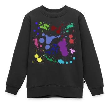 Farbspritzer Design - Kinder Premium Organic Sweatshirt - Schwarz - Vorne - AI Model Kid Female (0cm)