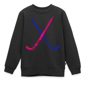 Sticks vintage rose field hockey player - Sweat Premium enfant bio - noir - Devant - AI Model Kid Female (0cm)