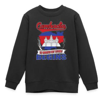 In Kambodscha Beginnt Meine Geschichte - Kinder Premium Organic Sweatshirt - Schwarz - Vorne - AI Model Kid Female (0cm)
