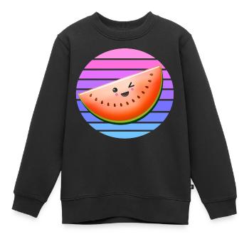Winking melon at sunset - Kids Premium Organic Sweatshirt - black - Front - AI Model Kid Female (0cm)