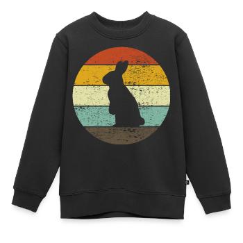 Lapin Cadeau rétro de lapin de Pâques - Sweat Premium enfant bio - noir - Devant - AI Model Kid Female (0cm)