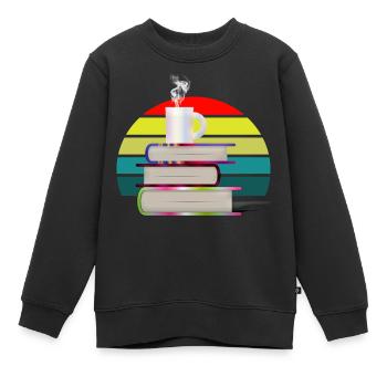 Livres au coucher du soleil - Sweat Premium enfant bio - noir - Devant - AI Model Kid Female (0cm)