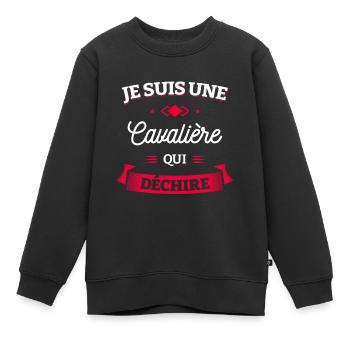 CAVALIÈRE QUI DÉCHIRE - Sweat Premium enfant bio - noir - Devant - AI Model Kid Female (0cm)