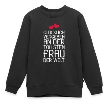 Glücklich vergeben - Kinder Premium Organic Sweatshirt - Schwarz - Vorne - AI Model Kid Female (0cm)
