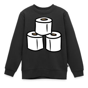 PQ Tour de papier toilette - Sweat Premium enfant bio - noir - Devant - AI Model Kid Female (0cm)