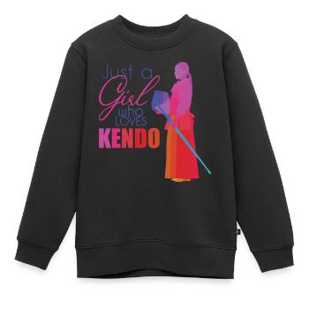 Kendo - Sweat Premium enfant bio - noir - Devant - AI Model Kid Female (0cm)
