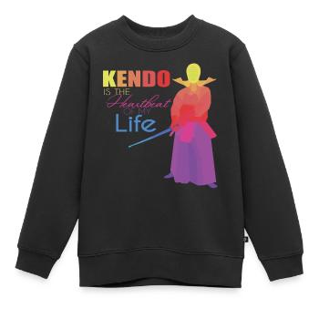 Kendo - Sweat Premium enfant bio - noir - Devant - AI Model Kid Female (0cm)