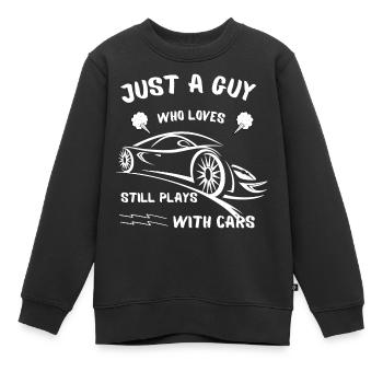 loves still plays with cars 2 - Kids Premium Organic Sweatshirt - black - Front - AI Model Kid Female (0cm)