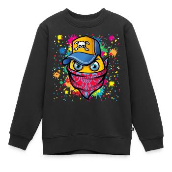 Masque et graffitis - Sweat Premium enfant bio - noir - Devant - AI Model Kid Female (0cm)