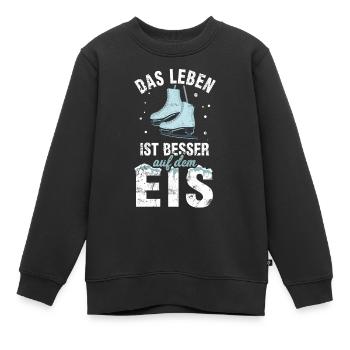Eislaufen Schlittschuhlaufen Schlittschuhe Eislauf - Kinder Premium Organic Sweatshirt - Schwarz - Vorne - AI Model Kid Female (0cm)
