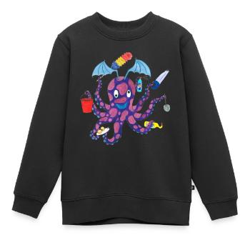 Haushalt- Kraken Tintenfisch Oktopus - Kinder Premium Organic Sweatshirt - Schwarz - Vorne - AI Model Kid Female (0cm)