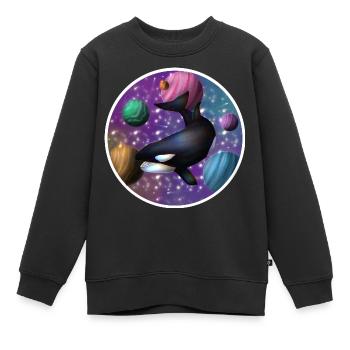 Orca im Raum - Kinder Premium Organic Sweatshirt - Schwarz - Vorne - AI Model Kid Female (0cm)