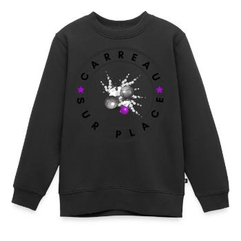 boule logo carreau sur place lila - Sweat Premium enfant bio - noir - Devant - AI Model Kid Female (0cm)