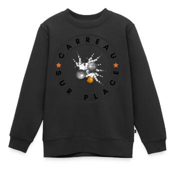boule logo carreau sur place orange - Sweat Premium enfant bio - noir - Devant - AI Model Kid Female (0cm)