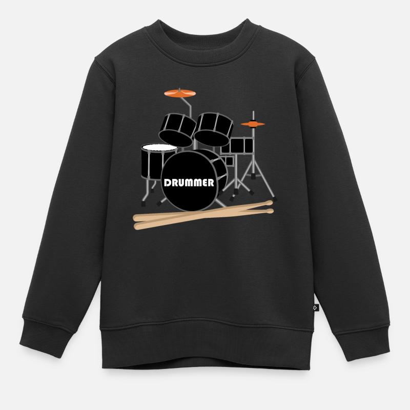 Drummer Schlagzeug - Kinder Premium Organic Sweatshirt - Schwarz