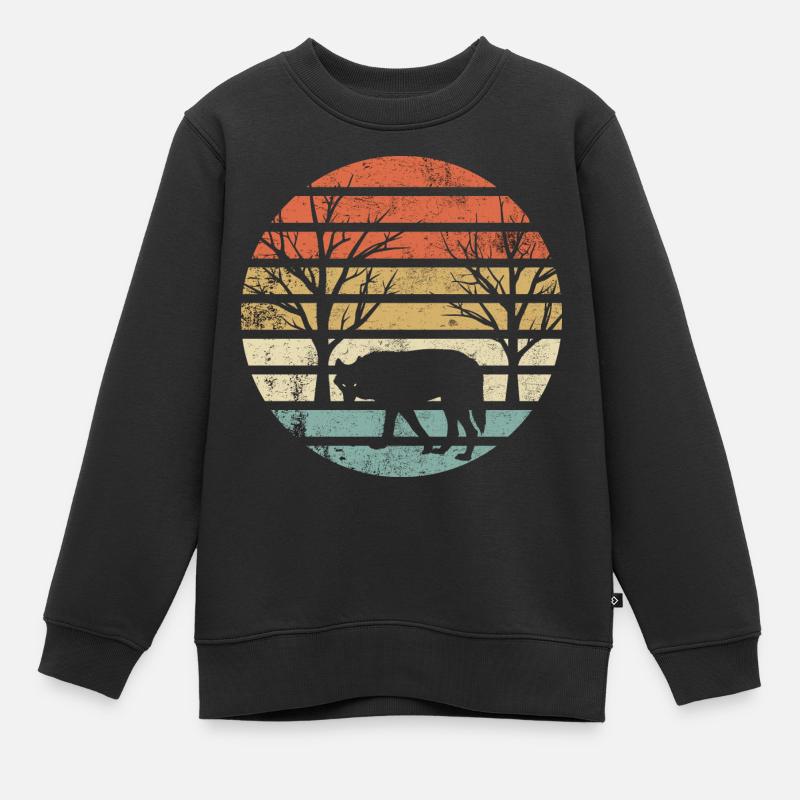 Wolf Retro Wolf Mens Wolf Vikinger - Kids Premium Organic Sweatshirt - black