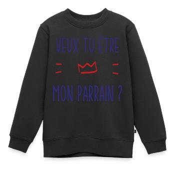 Veux tu être mon parrain? - Sweat Premium enfant bio - noir - Devant - AI Model Kid Female (0cm)