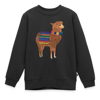 Lama Alpaga Vicuna Guanaco Pérou Andes - Sweat Premium enfant bio - noir - Devant - AI Model Kid Female (0cm)