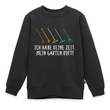 Mein Garten ruft - Hobbygärtner Gartenarbeit - Kinder Premium Organic Sweatshirt - Schwarz - Vorne - AI Model Kid Female (0cm)