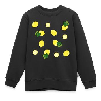 summery fresh lemon pattern - Kids Premium Organic Sweatshirt - black - Front - AI Model Kid Female (0cm)
