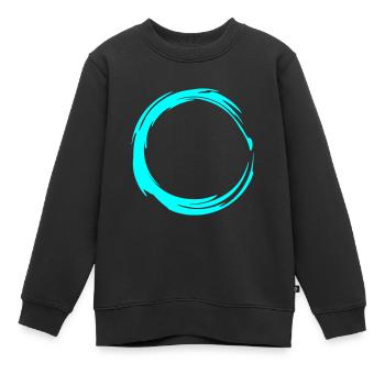 Circle Design Symbol Round Water Blue - Kids Premium Organic Sweatshirt - black - Front - AI Model Kid Female (0cm)