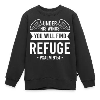 Bible Bible Psaume 91 4 - Sweat Premium enfant bio - noir - Devant - AI Model Kid Female (0cm)