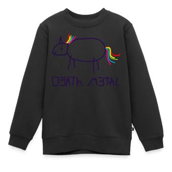 Death Metal Einhorn - Kinder Premium Organic Sweatshirt - Schwarz - Vorne - AI Model Kid Female (0cm)