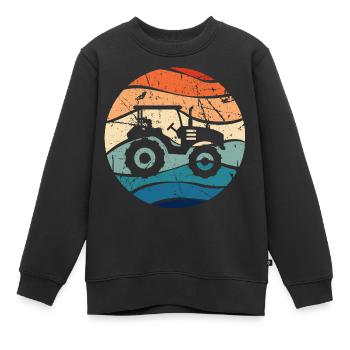 Tracteur pays de trekker agriculteur cadeau rétro - Sweat Premium enfant bio - noir - Devant - AI Model Kid Female (0cm)