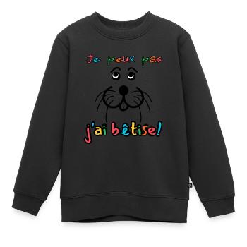 Je peux pas j'ai bêtise. Animal mignon. Enfant - Sweat Premium enfant bio - noir - Devant - AI Model Kid Female (0cm)